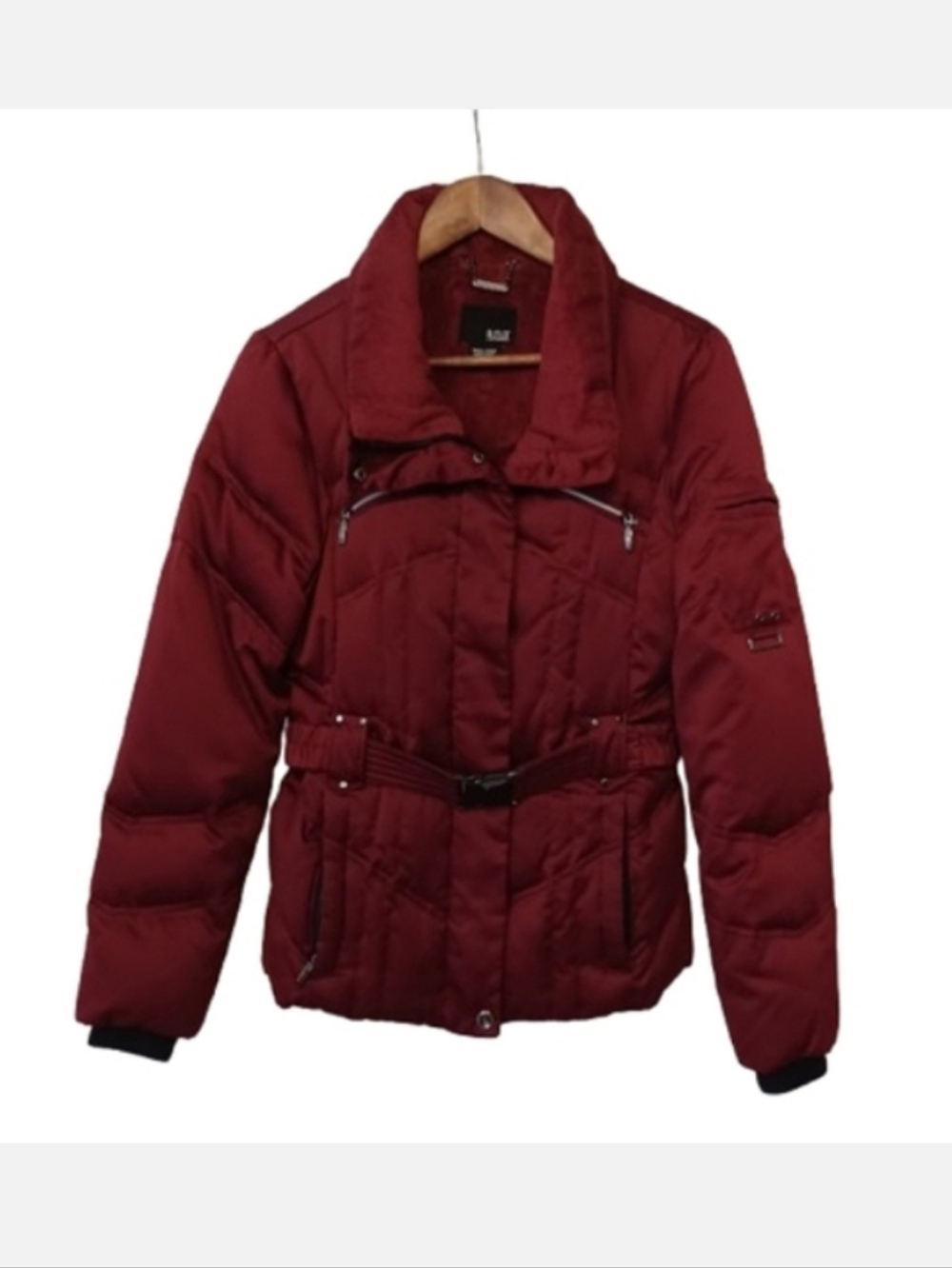 A New Approach Red Down Feather Belted Puffer Winter Coat Size Women's Small